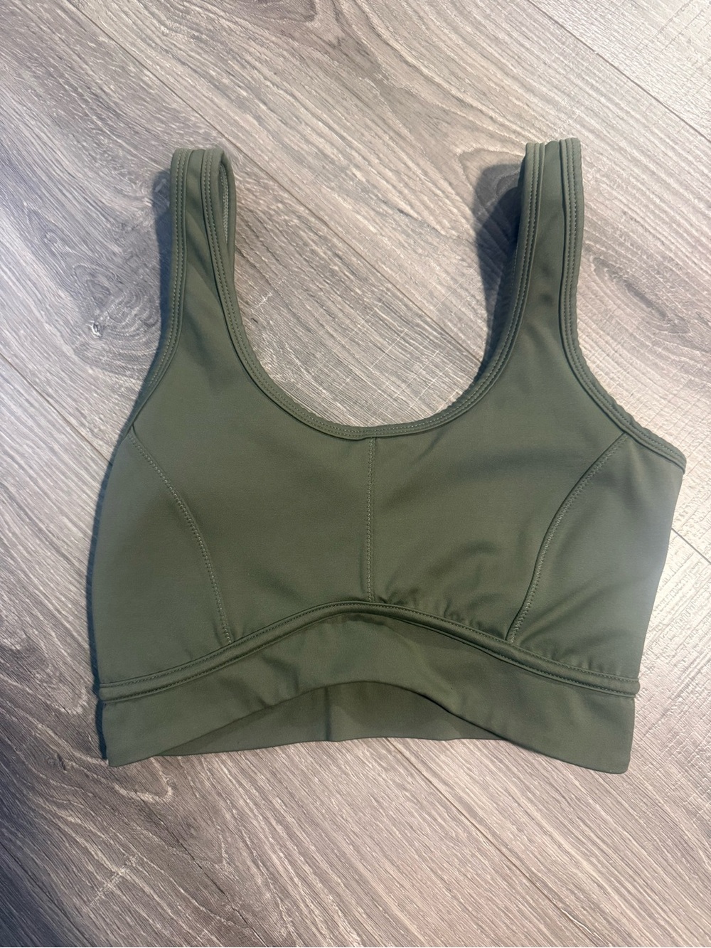 Olive Green Scoop Neck Sports Bralette